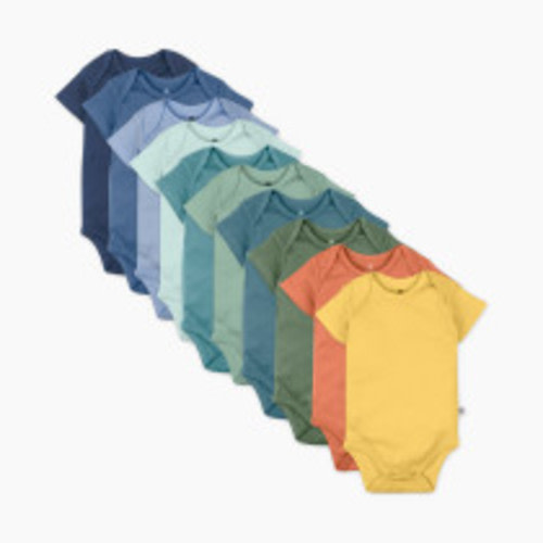 Honest Baby Clothing 10-Pack Organic Cotton Short Sleeve Bodysuits - Rainbow Gems Blues, 3-6 M, 10