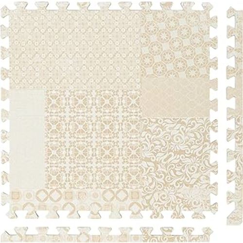 Premium Baby Foam Play Mat - Stylish & Large Non-Toxic Puzzle Floor Tiles for Kids & Toddlers - Spacious 6ft x 4ft - Expandable Interlocking Crawling Mats - Soft, Thick, Waterproof - Totem Beige