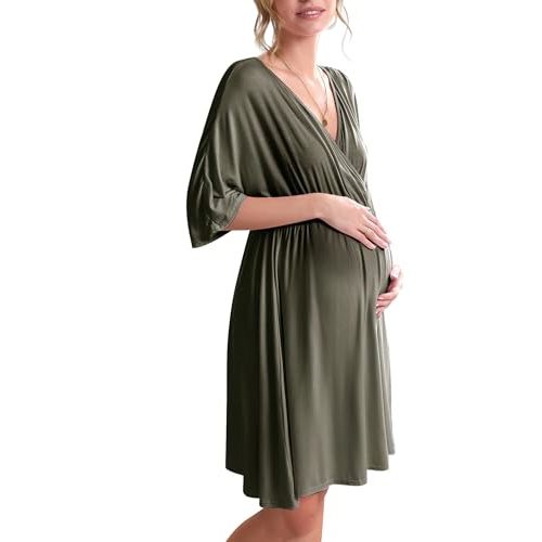 Ekouaer 3 in 1 Labor/Delivery/Hospital Gown Maternity Dress Nursing Nightgown Sleepwear for Breastfeeding