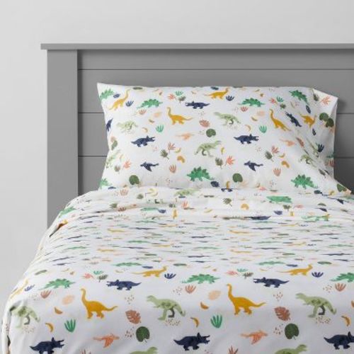 Twin Dinosaur Microfiber Kids' Sheet Set - Pillowfort™: Green, OEKO-TEX Certified, 3-Piece, Boys Bedding