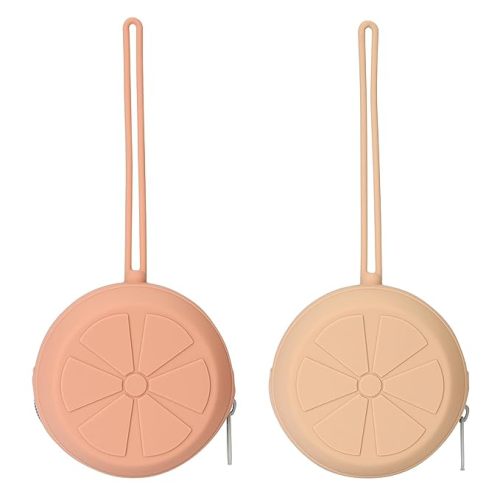Pacifier Pouch for Diaper Bags, BPA Free Portable Travel Pacifier Case for Girls, Silicone Baby Pacifier Storage Container, Newborn Pacifiers Holder (Muted, Apricot)