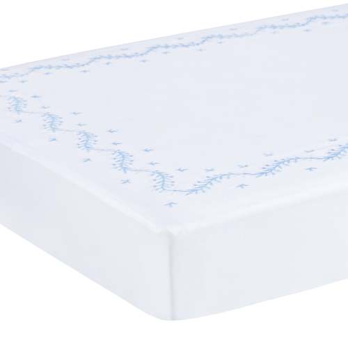 Embroidered Crib Sheet - Sky