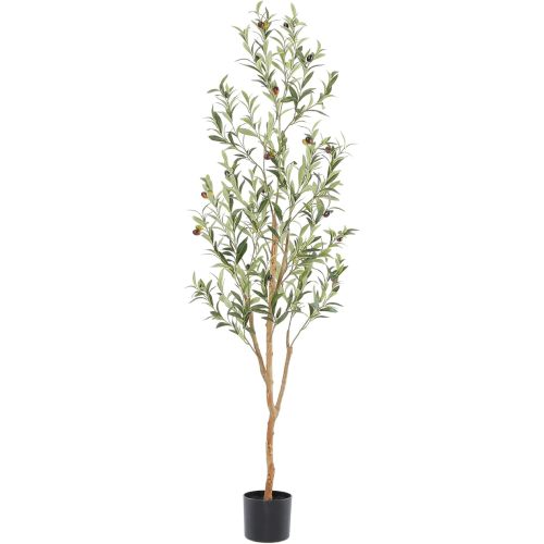Faux Olive Tree 5ft,Olive Trees Artificial Indoor with Natural Wood Trunk and Realistic Leaves and Fruits. 5 Feet(60in) Fake Olive Tree for Home House Office Décor.