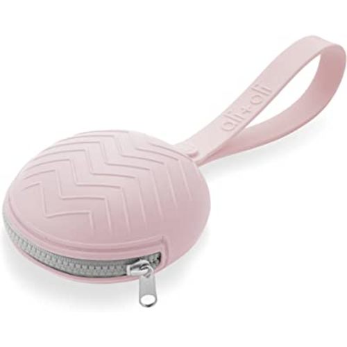 Ali+Oli Silicone Pacifier Holder Case (Pink) BPA-Free Newborn Pacifier Holder, Travel Baby Pacifiers Silicone Pouch, Silicone Pacifier Storage Case, 3 by 1.6 Inches
