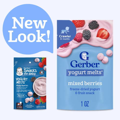 Gerber Stage 3 Baby Food Snacks, Mixed Berries Yogurt Melts, Baby Led Feeding 1 oz