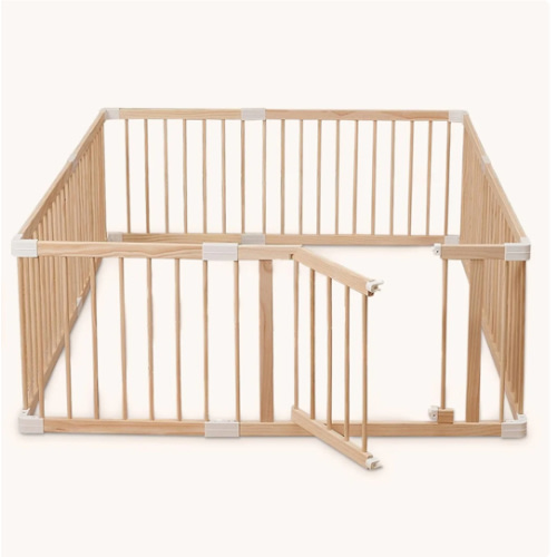 HARPPA Wooden Baby Gate Playpen | Non-Toxic Foldable DIY Adjustable Play Yard for Infants & Toddlers – Natural Finish Baby Fence for Small & Large Spaces