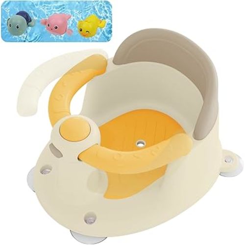 Baby Bath Seat for Babies 6 Months & Up, Bath Seats for Babies Sitting Up, 3 Baby Bath Toys, Open Design, Non-Slip, Compact Toddler Bath Seat.