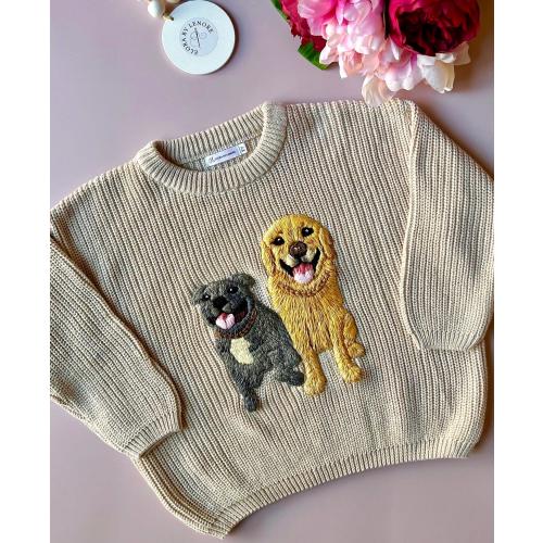 PET EMBROIDERY, DOG Jumper, Custom Hand embroidered pet sweater, pet portrait, baby dog jumper, pet dog detailed embroidery,