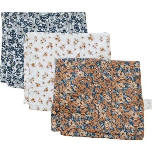 Mebie Baby Burp Cloths, Vintage Florals, Muslin Burp Cloth Set for Spit Up, Drool, and More, Boho Burp Cloths for Baby Boy and Girl, Baby Must Haves for Registry Lists and Gifts for Newborns