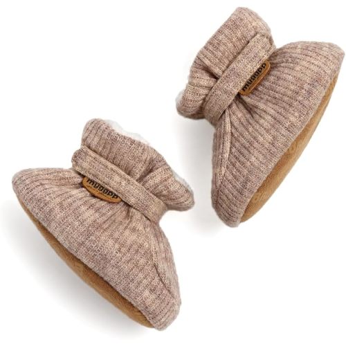 HsdsBebe Unisex Newborn Baby Cotton Booties Non-Slip Sole for Toddler Boys Girls Infant Winter Warm Fleece Cozy Socks Shoes