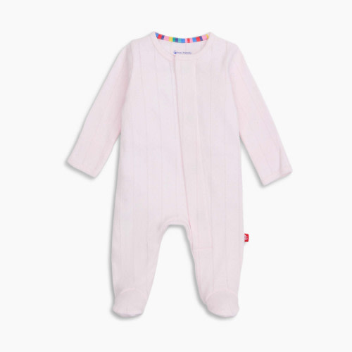 Magnetic Me Pointelle Organic Cotton Footie - Pink, 3-6 M