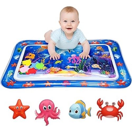 Tummy Time Water Play Mat for Babies, Infant Sensory Activity Toy, Inflatable Baby Water Mat, Tummy Time Pad for Newborn, Water Play Mat for Kids, Strengthen Muscles & Motor Skills 3–24 Months