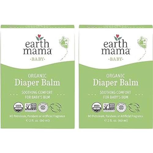 Earth Mama Organic Diaper Balm 2-Ounce | Diaper Cream for Baby | EWG Verified, Petroleum & Artificial Fragrance-Free with Calendula for Sensitive Skin (2-Pack)