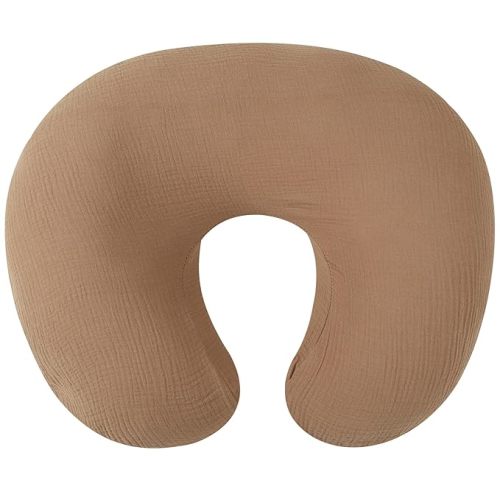 Muslin Nursing Pillow Cover Soft 100% Cotton Feeding Pillow Slipcover Fits Standard Infant Nursing Pillow or Positioner for Baby Girl and Boy, Brown