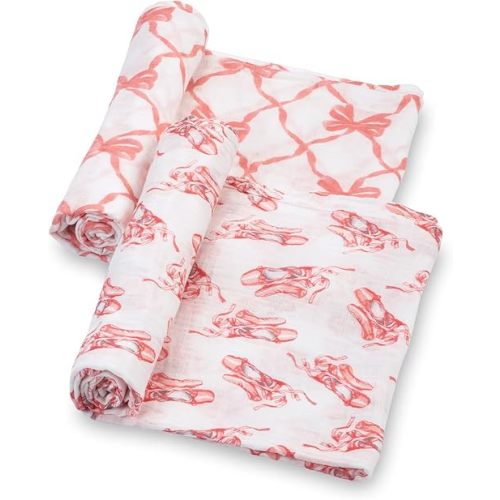 LollyBanks Baby Blanket, 100% Cotton Muslin Swaddle Blankets for Girls, Large 47 x 47 Inches Newborn Blanket, Soft and Breathable Swaddle Blanket, Baby Essentials, Registry (for Pink Lovers 2 Pack)