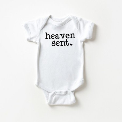 The Juniper Shop Heaven Sent Heart Baby Bodysuit - NB - White