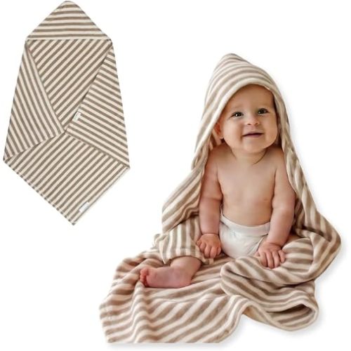 snuggle me Hooded Towel, Organic Toweling Cotton, Machine Washable - Birch