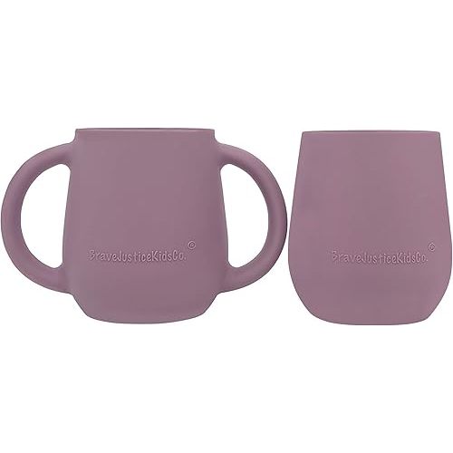 | Teenie Tiny™ Silicone Developmental Baby-Led Weaning Drinking Cups (2 pack) (Mauve)