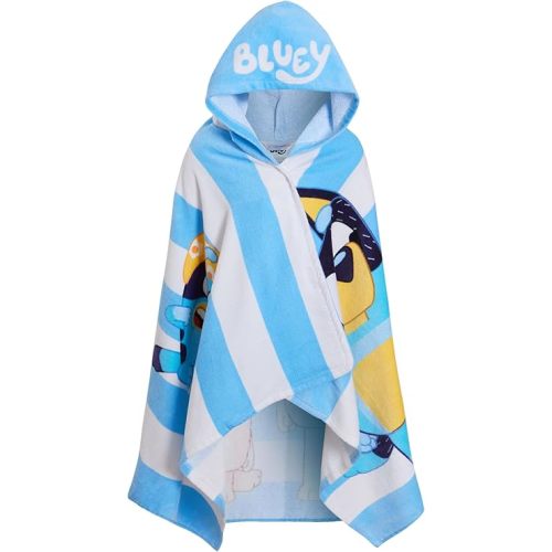Bluey Hooded Towel Boys Girls Poncho 100% Cotton Kids Beach Towel Bath Towel Swimming Wrap Changing Robe