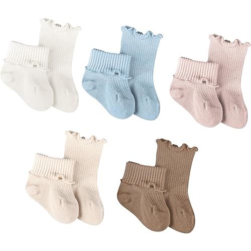 Baby Girls Socks Newborn Frilly Ruffle Cotton Infant Cute Princess Socks for Toddler Dress 5 Pairs