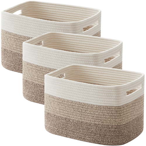 CHERISHGARD Storage Basket, Laundry Basket 3 Pieces, Woven Baskets for Storage for Toys, Towel