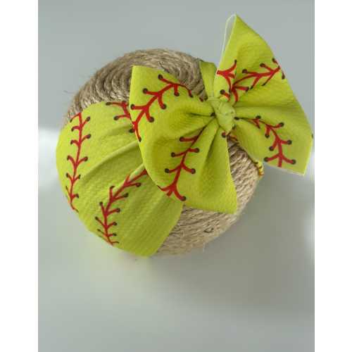 Softball Baby Girl Bow Headwrap, softball Baby Girl Headband, Sports Baby Shower Gift, Toddler Head Wrap with Big Bow
