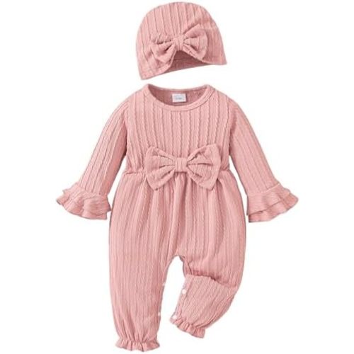 Mioglrie Newborn Baby Girl Clothes Preemie Clothes Girl Infant Fall Winter Outfits Jumpsuits Baby One-Piece Romper