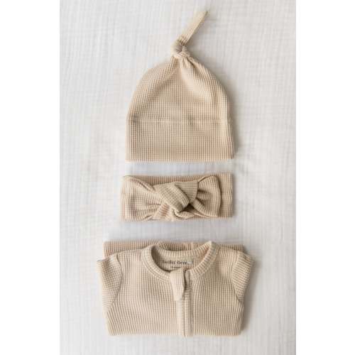 Organic Waffle Knit Footie With Bow Or Hat – Bella Berry Designs