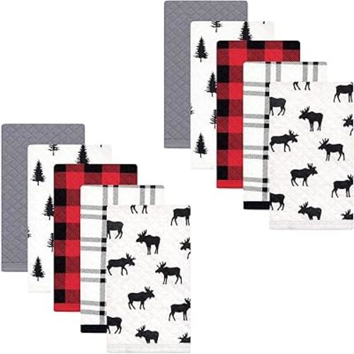 Hudson Baby Unisex Baby Quilted Burp Cloths, Moose, One Size