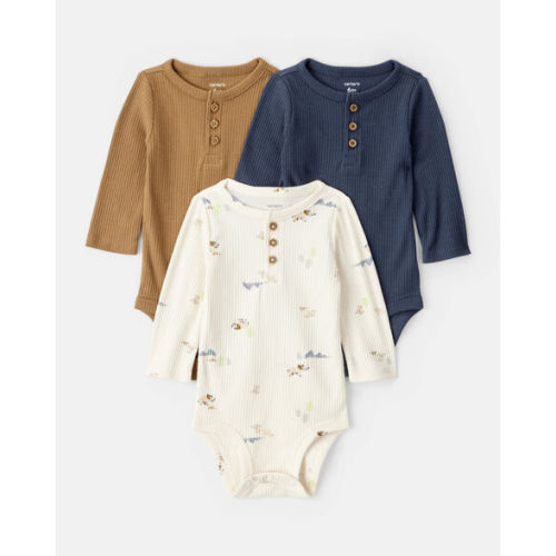 Elephant Print Long-Sleeve Multipack Bodysuits