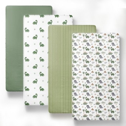 The Peanutshell Dinosaur Dreams 4-Pack Fitted Crib Sheets