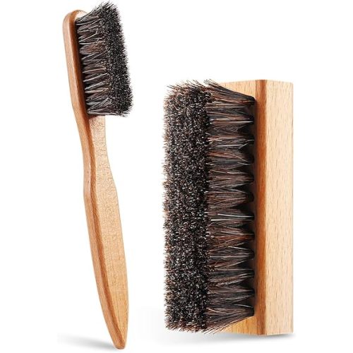 2 Pcs Wood Laundry Stain Brush Stain Remover Brushes with Horsehair Bristle Small Stain Brush for Clothes for Scrubbing Stains from Furniture Fabric Leather(2 Pcs B)