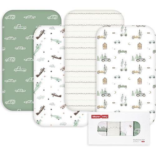 Gllquen Baby Bedside Sleeper Bassinet Sheets 33x20 Inch 4 Pack Girl Boy