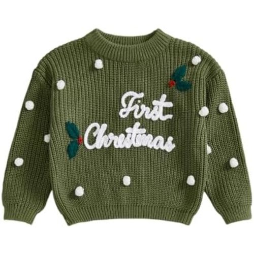 Toddler Baby Christmas Outfit Girl Boy Christmas Knit Sweater Infant Christmas Tree Pullover Fall Winter Clothes