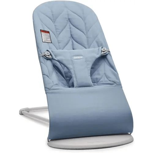 BabyBjörn Bouncer Bliss, Blue, Woven, Petal Quilt | 2-in-1 Adjustable Baby Bouncer Seat and Toddler Chair, Newborn to Toddler (8-29 lbs), 4 Positions, Lightweight & Portable