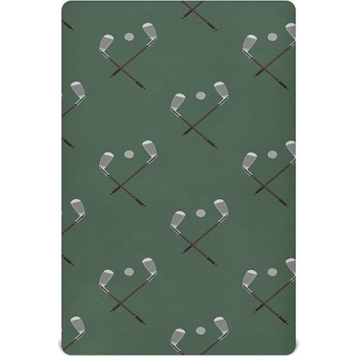 Sports Golf Ball Green Crib Sheets Soft Breathable Fitted Baby Crib Sheets Mattress Cover for Girls Boys, 52" x 28" x 9"