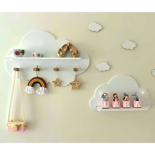 Cloud Wall Shelf Set of 2 | Nursery Shelves | Cloud Hanger Shelf | Kids Room Shelves | Wooden Cloud Shelf Nursery Cloud Decor Kids Furniture