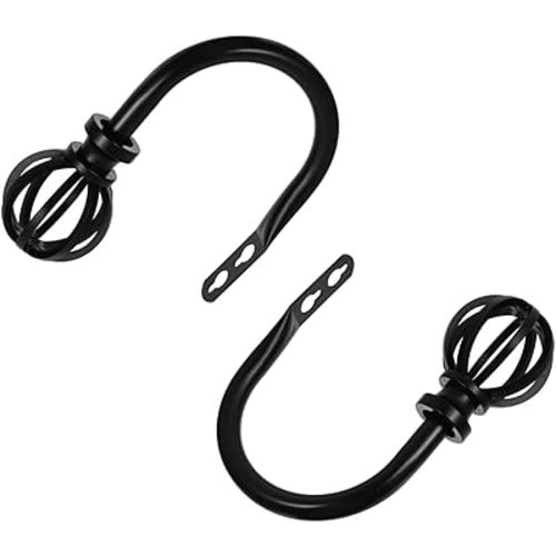 Zerodeko 2pcs Curtain Hook Window Curtain Holdbacks Curtain Holder Wall Hook Black Trim Wall Curtain Holdbacks Hat Towel Hook Window Curtain Tiebacks Rope Hook Iron Lace up