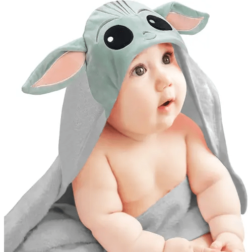 Lambs & Ivy Star Wars The Child/Baby Yoda/Grogu Gray Hooded Baby Bath Towel