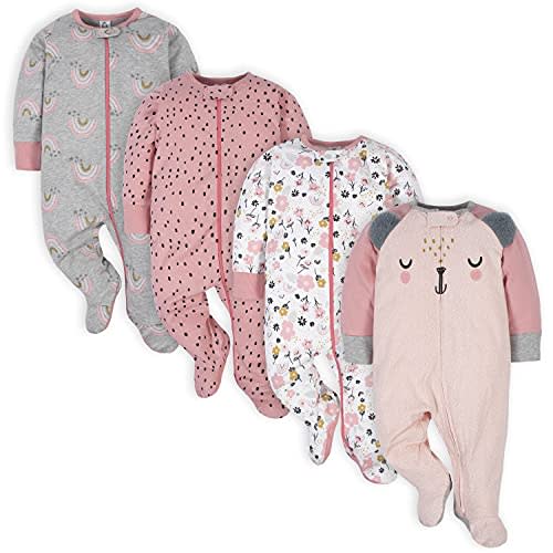 Gerber Baby-Girls 4 Pack Sleep 'N Play Footie