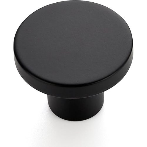 Ravinte 10 Pack Cabinet Knobs Black Kitchen Cabinet Knobs Round Dresser Drawer Knobs Matte Black Drawer Pulls Closet Door Knobs 1-1/5 Inch, OCNYN8HS10