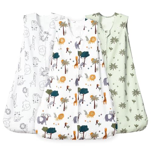 david's kids 3 Pack 100% Cotton Baby Sleep Sack 0-6 Months, Soft Baby Wearable Blankets with 2-Way Zipper, Comfy Sleeping Bags for Infant Newborn Boys Girls Neutral, Small Size, Woodland Animals