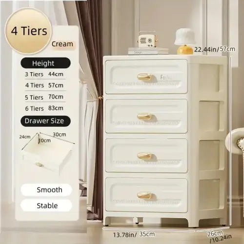 5 tier creamy white plastic drawer organizer cabinet - Temu