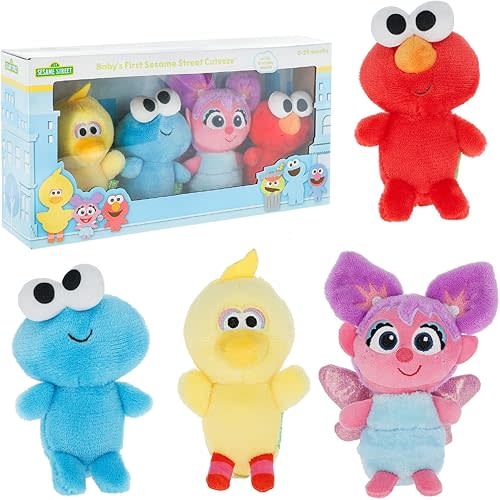 KIDS PREFERRED Sesame Street Elmo Plush, Cookie Monster Plush, Abby Cadabby Plush & Big Bird Plush Toys for Toddlers 1-3, Elmo Stuffed Animal Toys