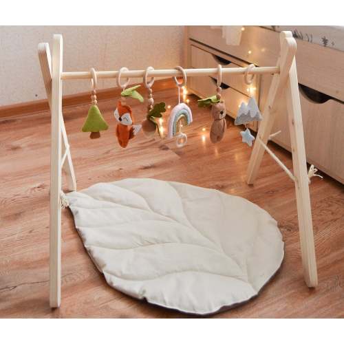 Forest baby play gym, forest animal toys ,Natural Wood Play Gym for Baby , Woodland Baby Gym ,Wooden Activity Gym ,Natural Play Baby Gym toy
