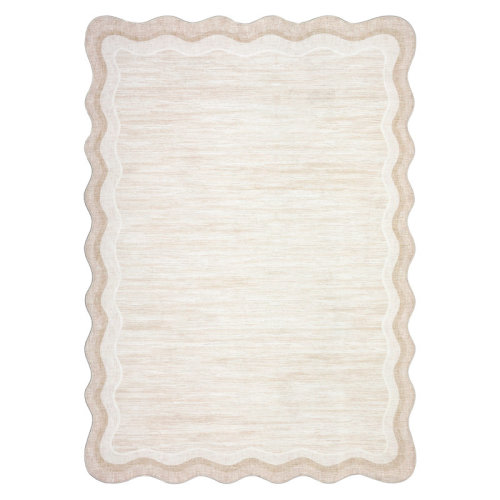 Ebern Designs Bordered Design Machine Washable Rug with Rubber Backing for Living Room Modern Non-Slip Dining Room Rug Easy-Cleaning Floor Carpet for Bedroom & Reviews | Wayfair