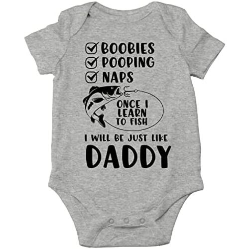 CBTwear Once I Learn to Fish I Will Be Like Daddy - Baby Clothes - Funny Newborn Bodysuit Outfits for Boys and Girls