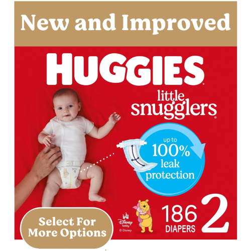 Huggies Little Snugglers Baby Diapers, Size 2 (12-18 lbs), 186 Ct (Select for More)