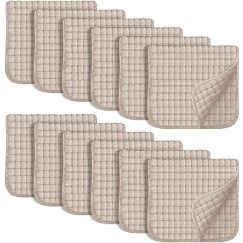 SWEET DOLPHIN 12 Pack Muslin Burp Cloths Large 100% Cotton Hand Washcloths for Baby - Baby Essentials Extra Absorbent and Soft Boys & Girls Milk Spit Up Rags for Newborn Registry - Brown, 20" X10"