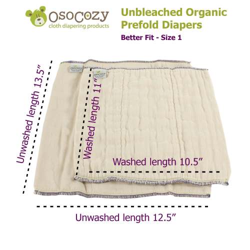 Osocozy Organic Prefolds - Infant Better Fit - 6 packs – ClothDiaper.Com